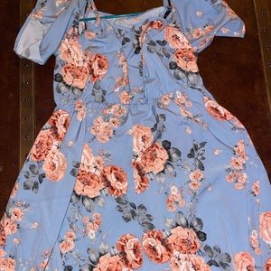 Cute off the shoulder Sunflower dress with flowers